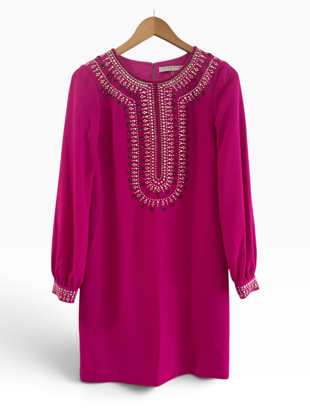 Trina Turk Fuchsia Kapono Dress Embellished Bib Size 0